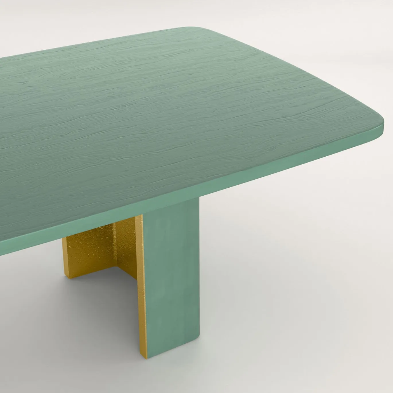 Tavolo da pranzo rettangolare Nature in legno verde e oro