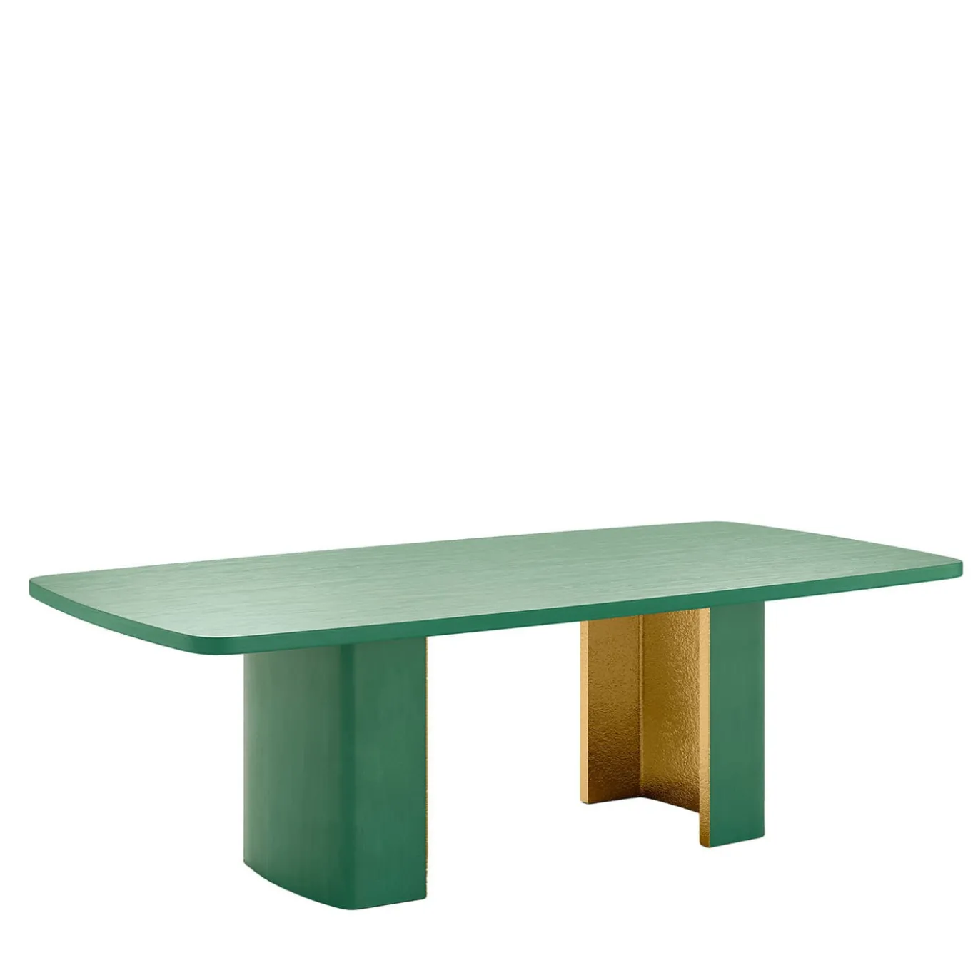 Tavolo da pranzo rettangolare Nature in legno verde e oro