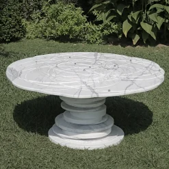 Tavolo da Pranzo Rotondo Aks in Marmo Statuario di Carrara