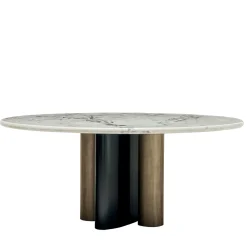 Tavolo da Pranzo Rotondo Cloud ED/50 667 con piano in Marmo Bianco Dover