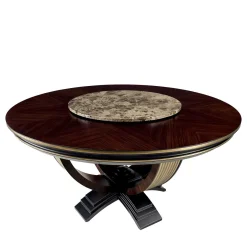 Tavolo da pranzo rotondo con lazy susan in marmo Emperador