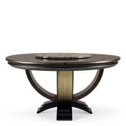 Tavolo da pranzo rotondo con lazy susan in marmo Emperador
