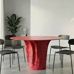 Tavolo da pranzo rotondo Fondale Corallo in Glebanite Rossa