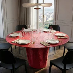 Tavolo da pranzo rotondo Fondale Corallo in Glebanite Rossa