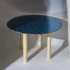 Tavolo da pranzo rotondo in vetro blu Stripes Optical