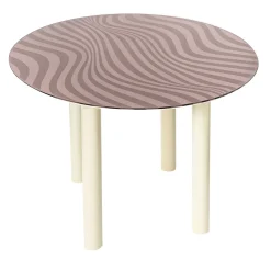 Tavolo da pranzo rotondo in vetro rosa Stripes Optical