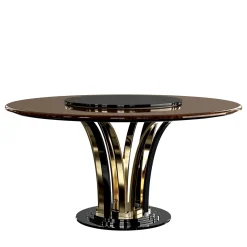 Tavolo da pranzo rotondo Lazy Susan nero e marrone