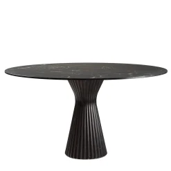 Tavolo da pranzo rotondo Odette in marmo Marquinia nero