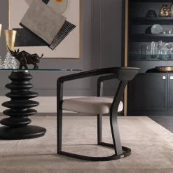 Tavolo da Pranzo Rotondo Ometto ED/20 349 con Piano in Vetro