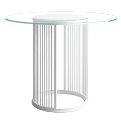 Tavolo da pranzo rotondo per esterni White Aura con piano in vetro