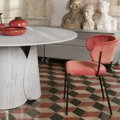 Tavolo da pranzo rotondo Petalo in marmo Palissandro argento