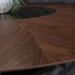 Tavolo da pranzo rotondo Roma in legno con inserto in specchio bronzeo