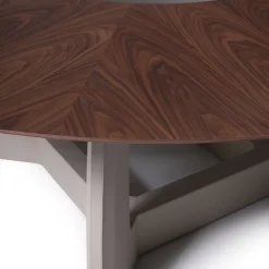 Tavolo da pranzo rotondo Roma in legno con inserto in specchio bronzeo