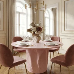 Tavolo da pranzo rotondo Rosa Di Zucchero in Glebanite Rosa