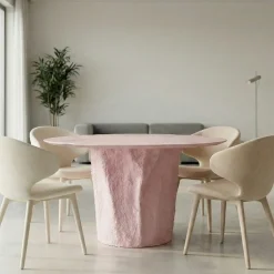 Tavolo da pranzo rotondo Rosa Di Zucchero in Glebanite Rosa