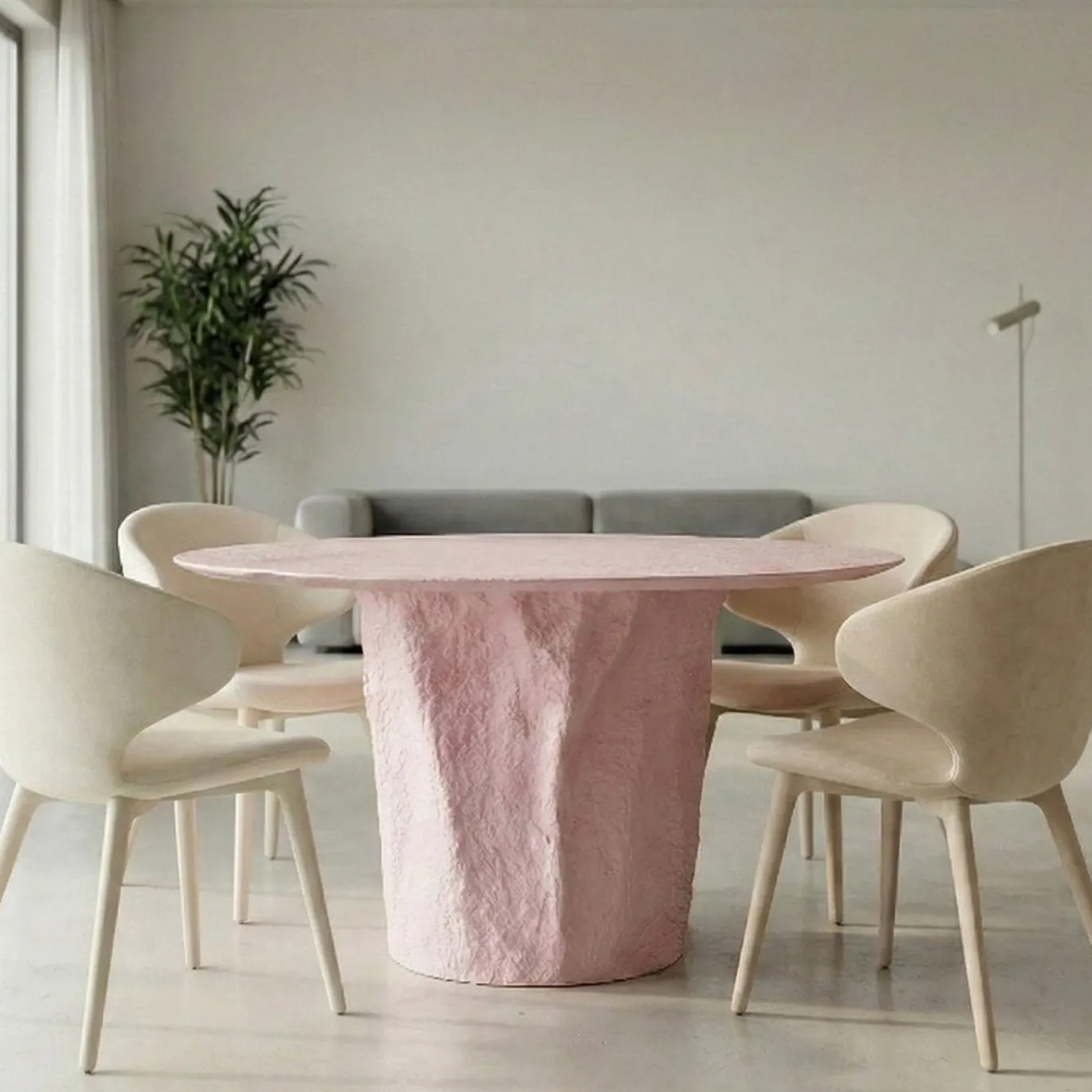 Tavolo da pranzo rotondo Rosa Di Zucchero in Glebanite Rosa