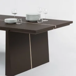 Tavolo da pranzo/scrivania in pelle marrone La Linea