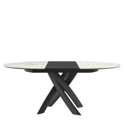 Tavolo da pranzo Style Round estensibile in ceramica bianca