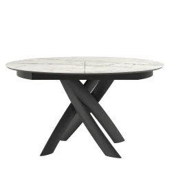 Tavolo da pranzo Style Round estensibile in ceramica bianca