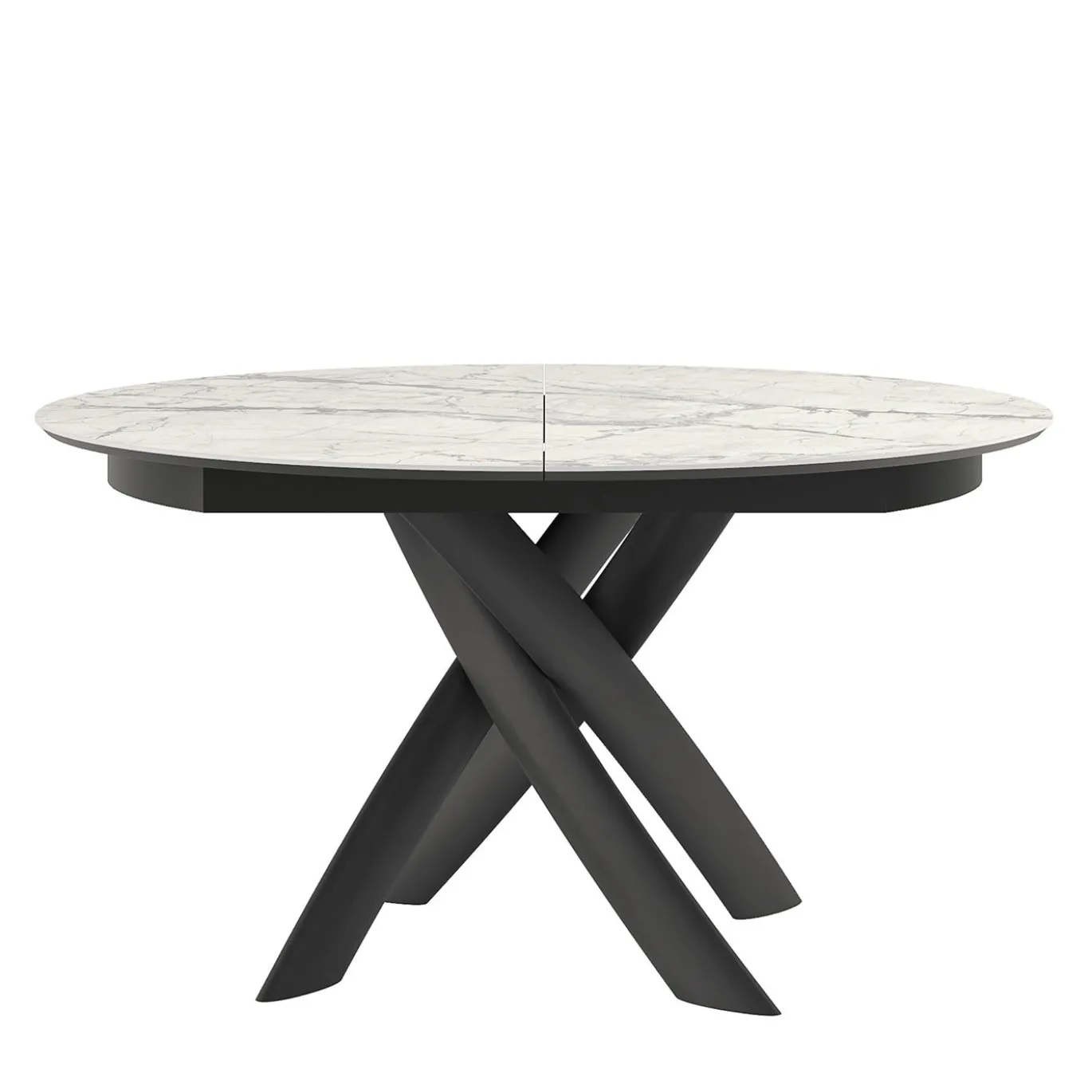 Tavolo da pranzo Style Round estensibile in ceramica bianca