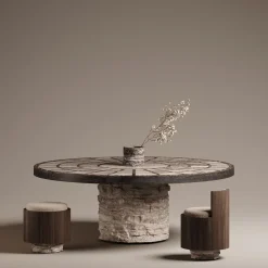 Tavolo da pranzo Tecton Travertine Travertine di Felix Millory