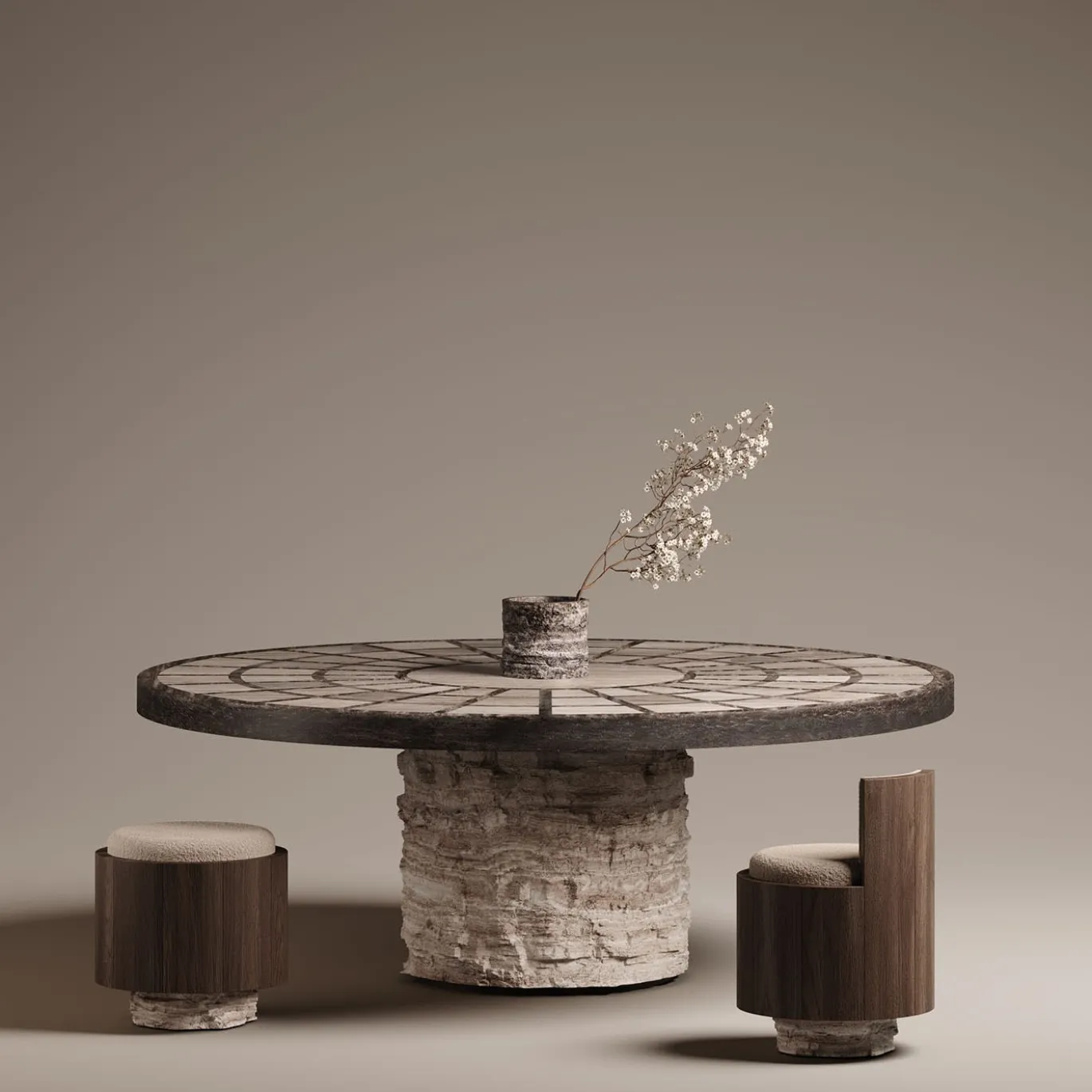 Tavolo da pranzo Tecton Travertine Travertine di Felix Millory
