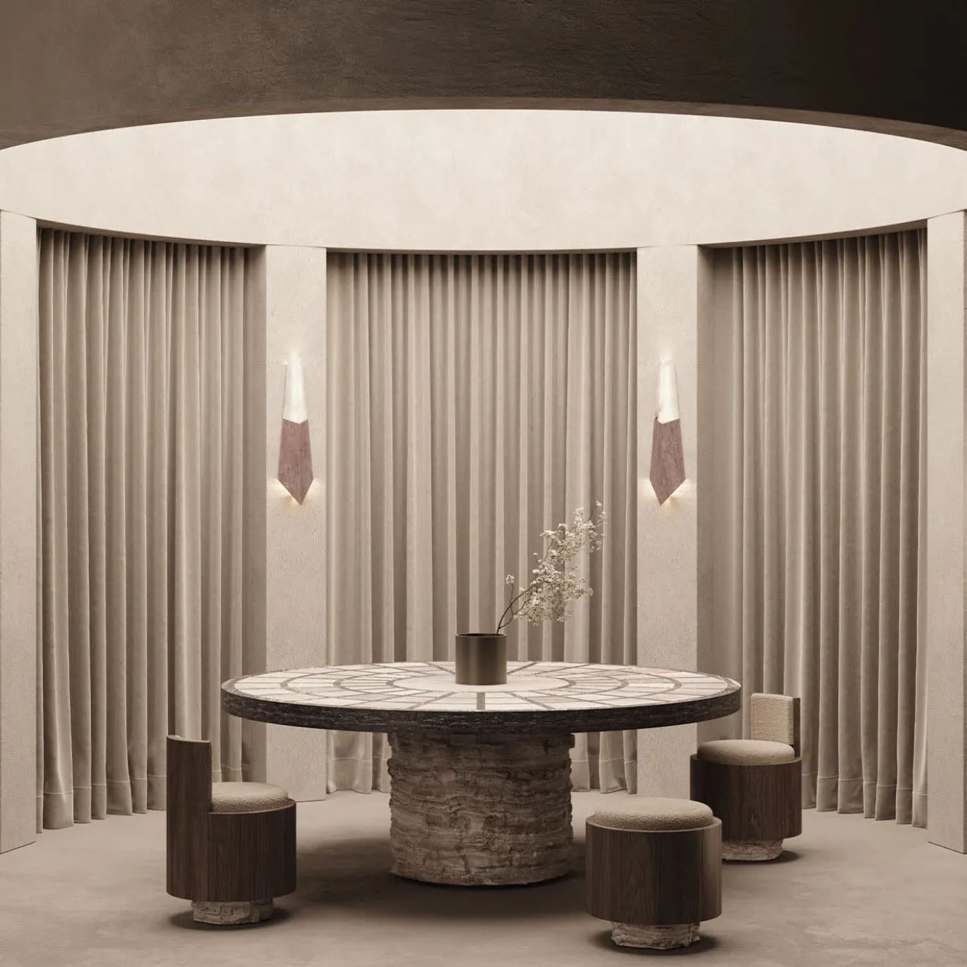 Tavolo da pranzo Tecton Travertine Travertine di Felix Millory
