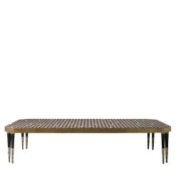 Tavolo da pranzo Tessella Dark in legno intarsiato geometrico