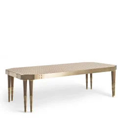 Tavolo da pranzo Tessella Light in legno intarsiato geometrico