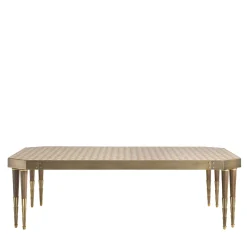 Tavolo da pranzo Tessella Light in legno intarsiato geometrico