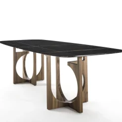 Tavolo da pranzo Vuoto con base in legno e top in marmo Sahara Noir