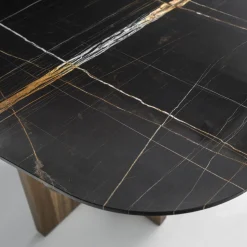 Tavolo da pranzo Vuoto con base in legno e top in marmo Sahara Noir