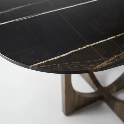 Tavolo da pranzo Vuoto con base in legno e top in marmo Sahara Noir