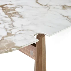 Tavolo da Pranzo York in Noce Canaletto con Piano in Ceramica Calacatta