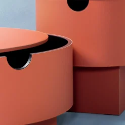 Tavolo di stoccaggio in legno e pelle per flipper