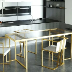 Tavolo Jackie in ottone e vetro