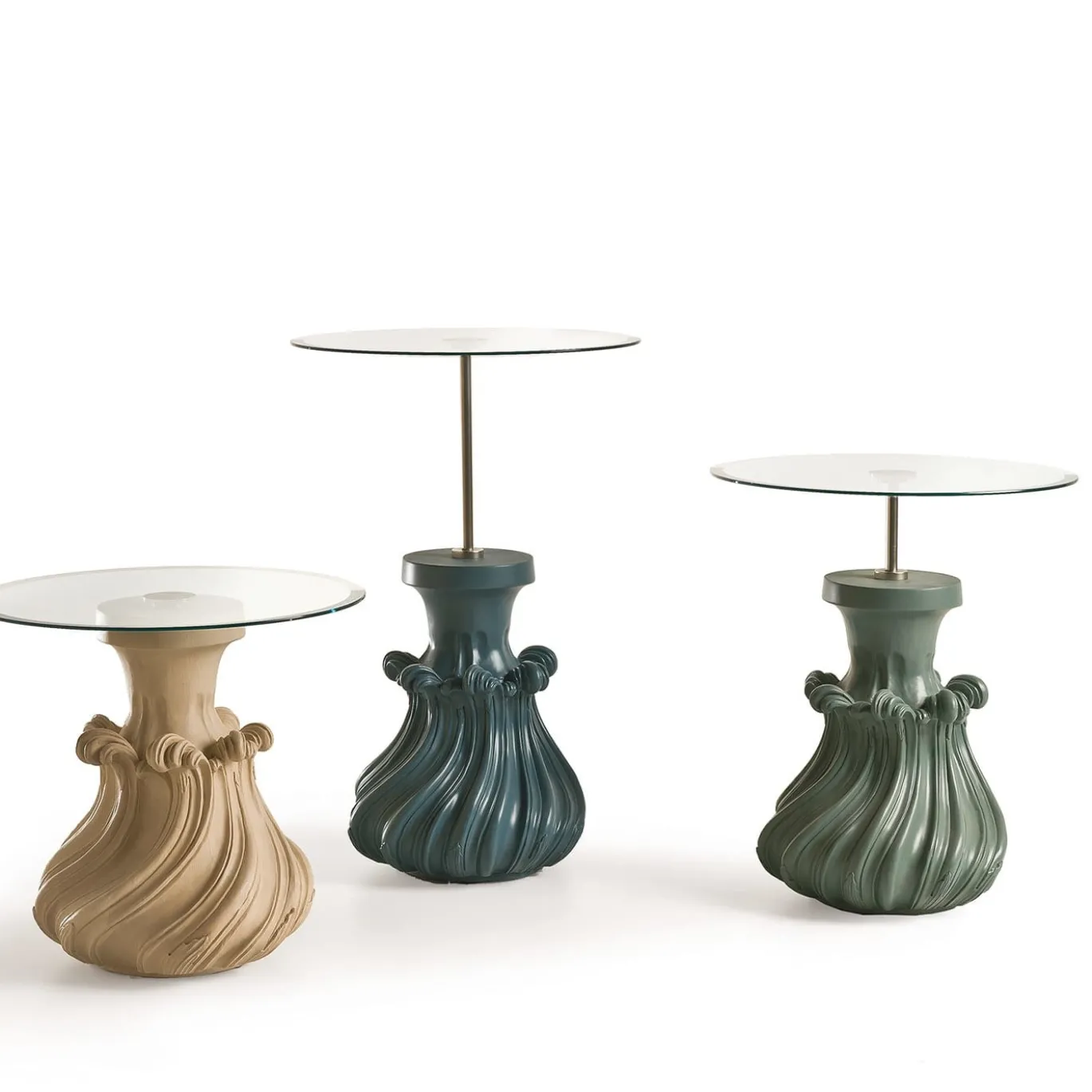 Tavolo lampada Scoubidou laccato blu opaco di Nigel Coates