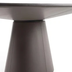 Tavolo Loop Ellittico in Pelle e Legno Grigio