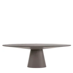 Tavolo Loop Ellittico in Pelle e Legno Grigio