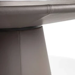 Tavolo Loop Ellittico in Pelle e Legno Grigio