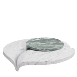 Tavolo Luna in marmo verde Luana e bianco Carrara