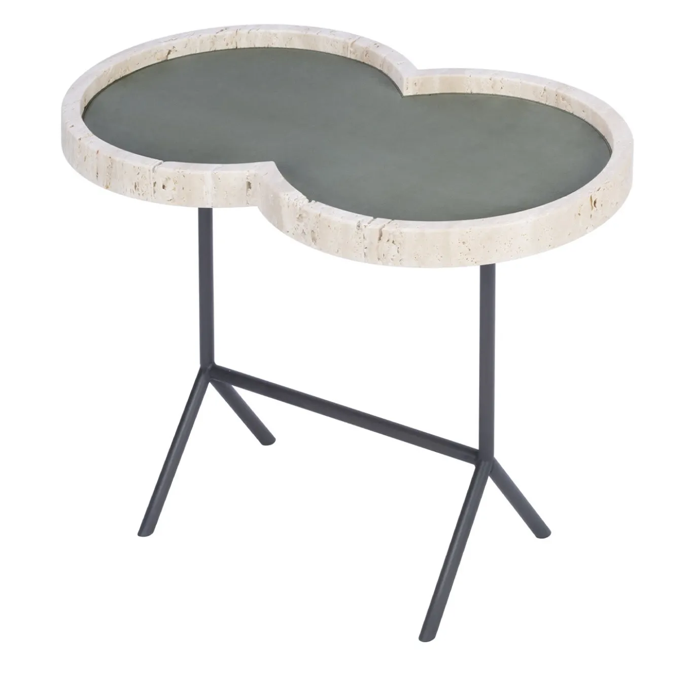 Tavolo occasionale Eight con piano in travertino