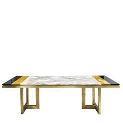 Tavolo Otello in marmo Calacatta e Marquina