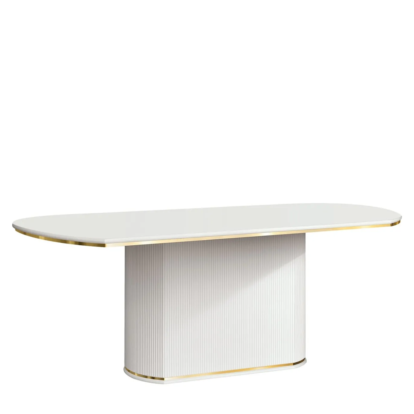 Tavolo Ovale Fisso Bianco con Accenti Dorati
