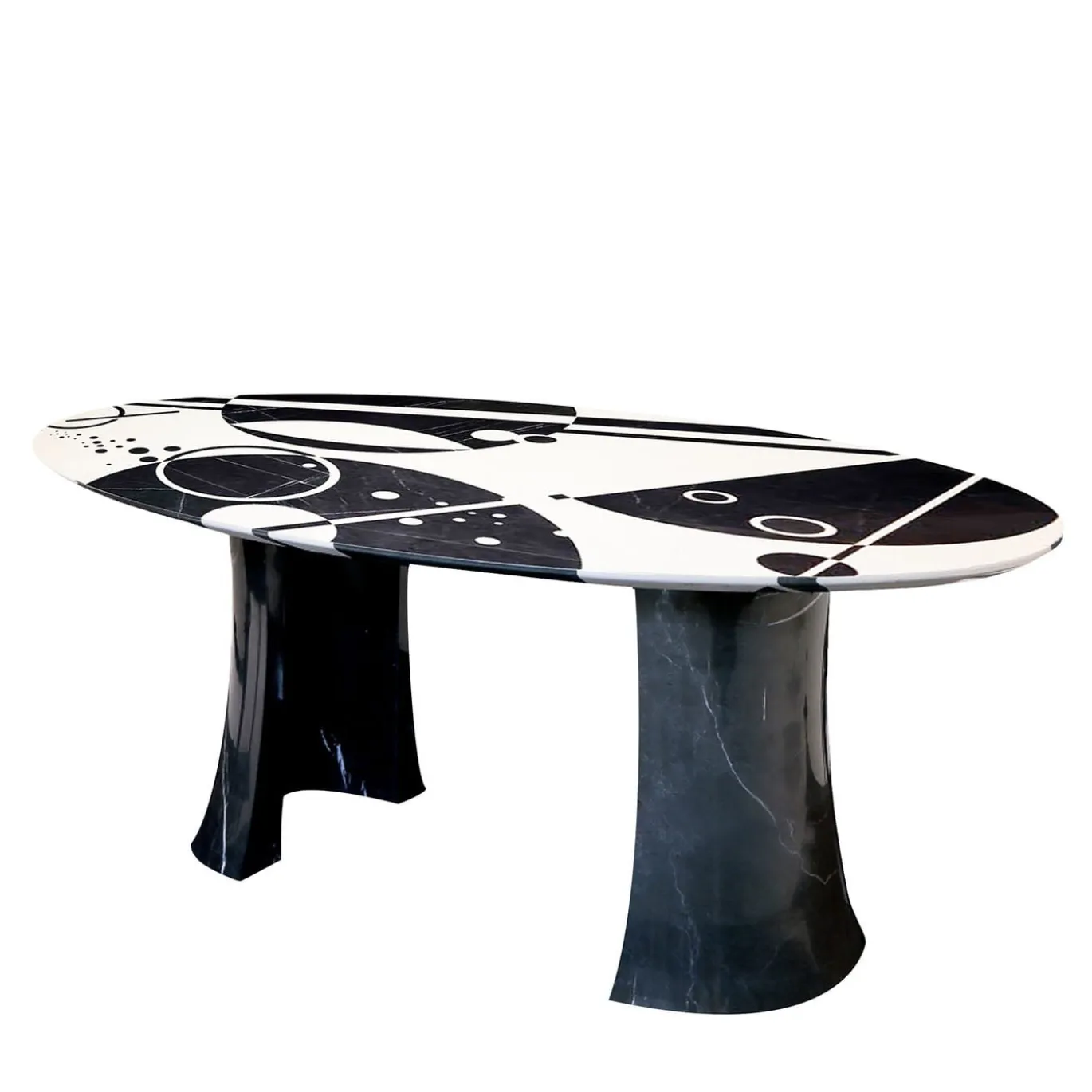 Tavolo ovale in marmo bianco e nero