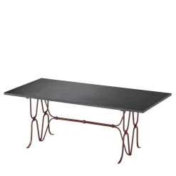 Tavolo rettangolare Ligare Lava-Stone-Top & Wrought Iron Brown