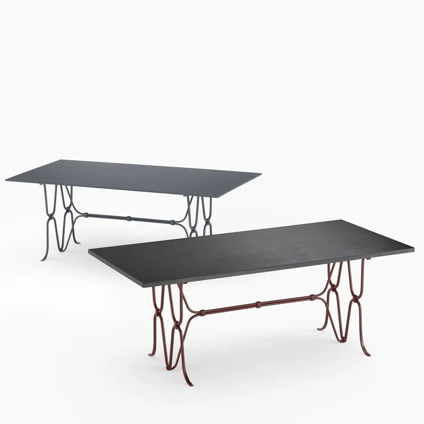 Tavolo rettangolare Ligare Lava-Stone-Top & Wrought Iron Brown