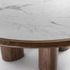 Tavolo rotondo Diamante in marmo Canaletto e Carrara