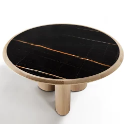 Tavolo rotondo Diamante in marmo Durmast & Sahara Noir