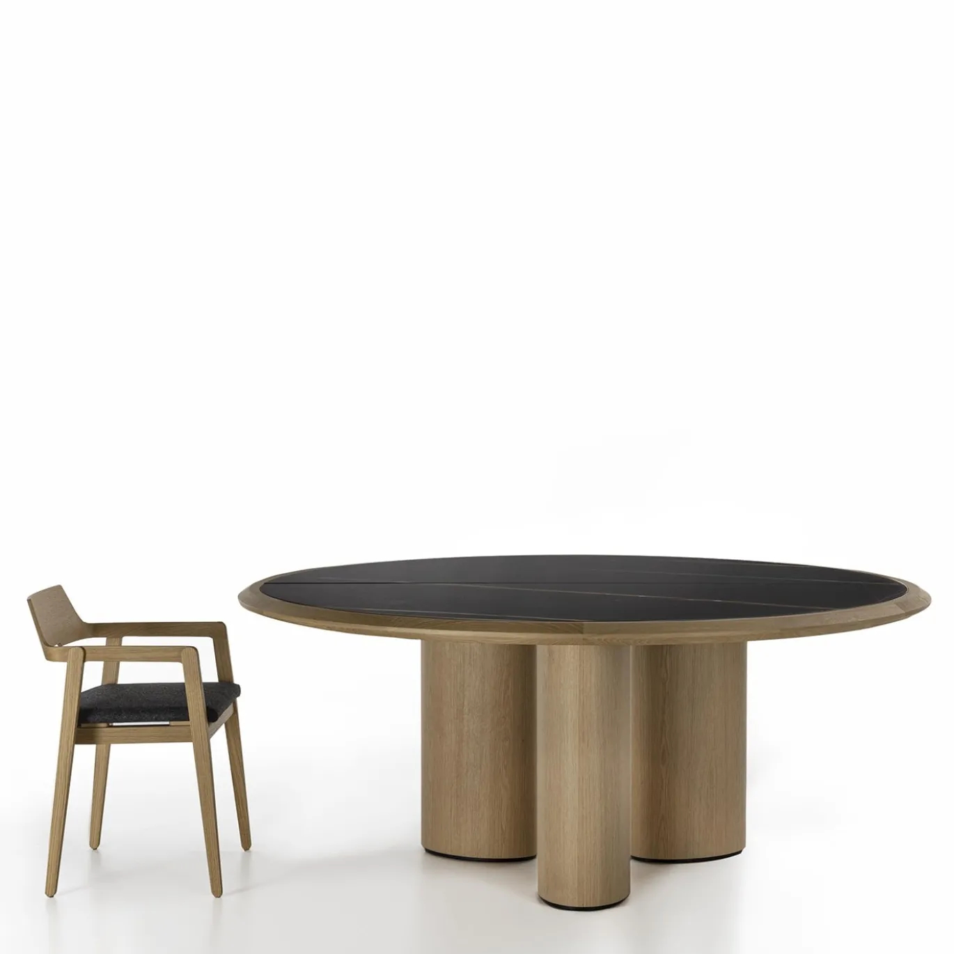 Tavolo rotondo Diamante in marmo Durmast & Sahara Noir